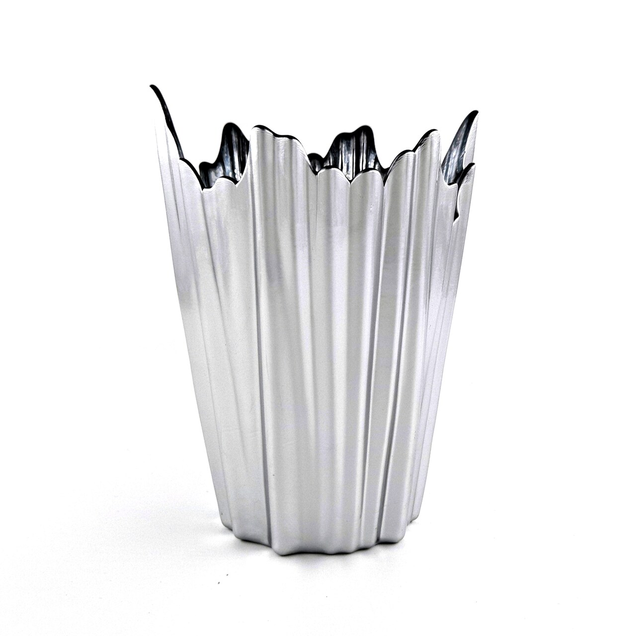 Metal Sculptural Textured Vase Free Form Edge Table Centerpiece